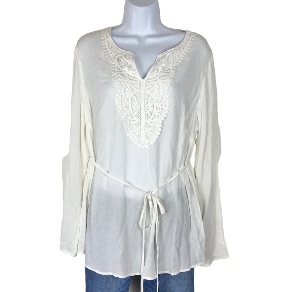 Liz Lange Maternity White Long Sleeve Blouse Top M NWT